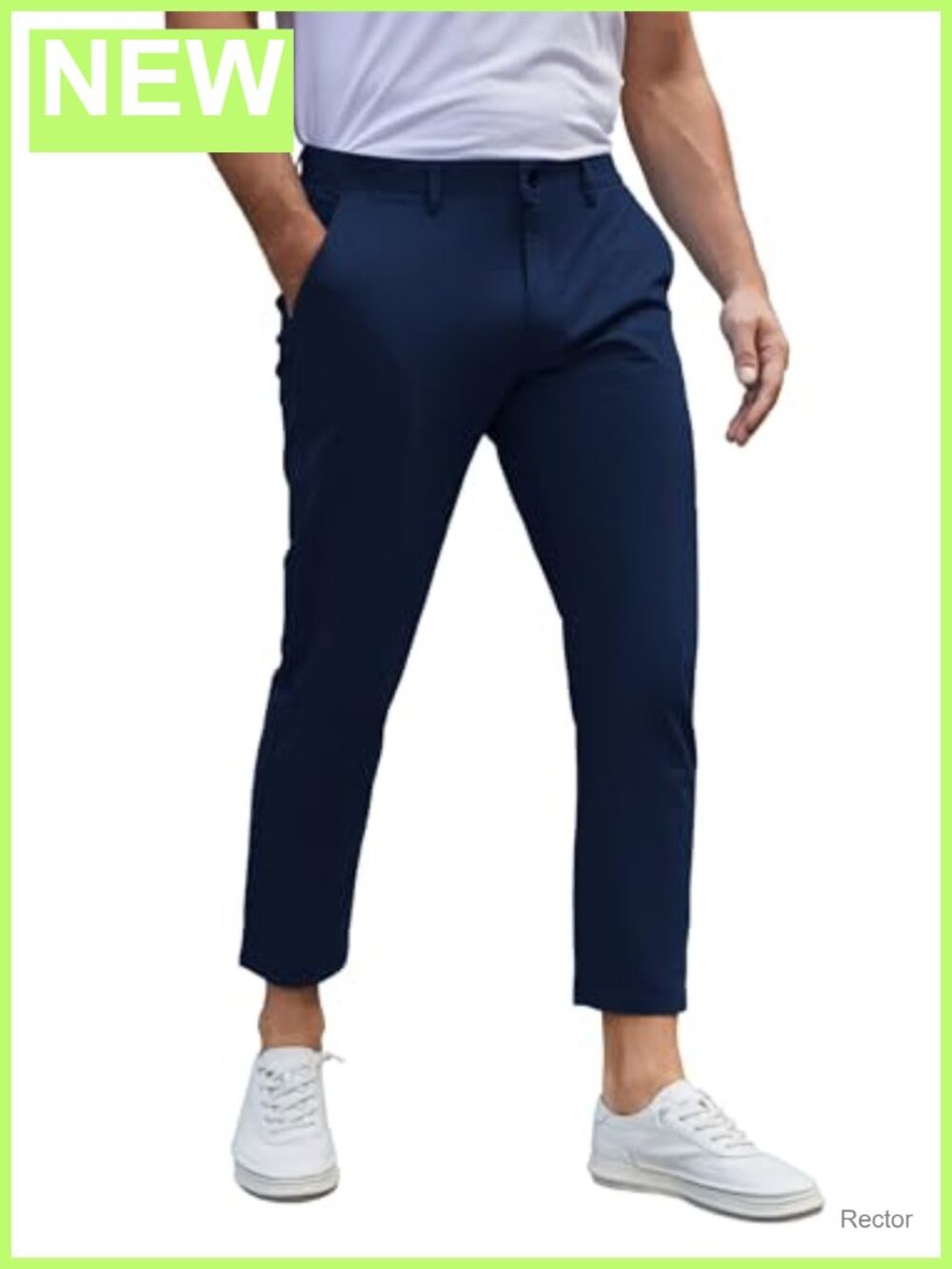 Men's Cropped Chino Pants Athletic-Slim Stretch Cotton Twill